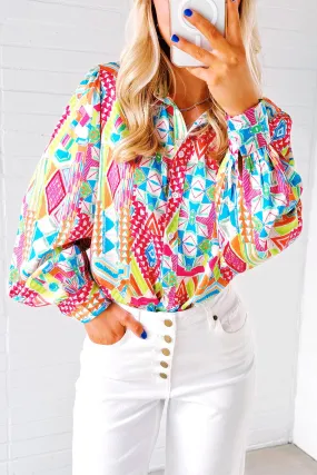 Abstract Long Sleeve Buttoned Shirt