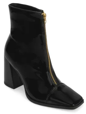 Black Patent Square Toe Ankle Boots