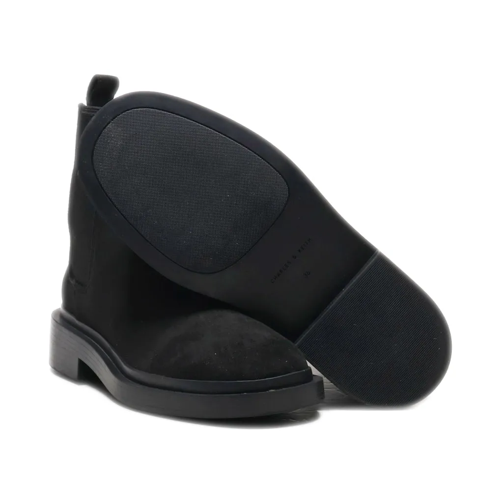 Charles & Keith Ankle Boots Suede Black Colour For Women