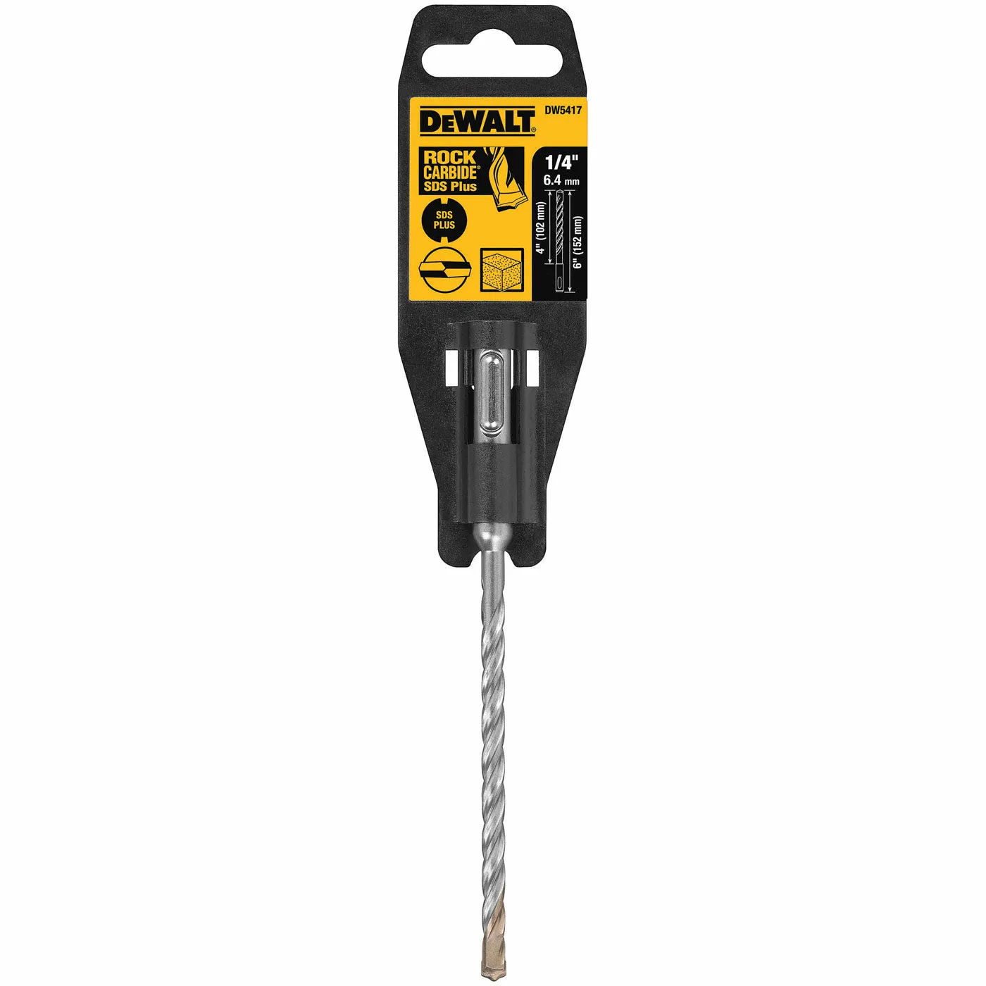 DeWalt DW5417 1/4" x 4" x 6" Rock Carbide SDS Plus Hammer Bit, 2 Cutter