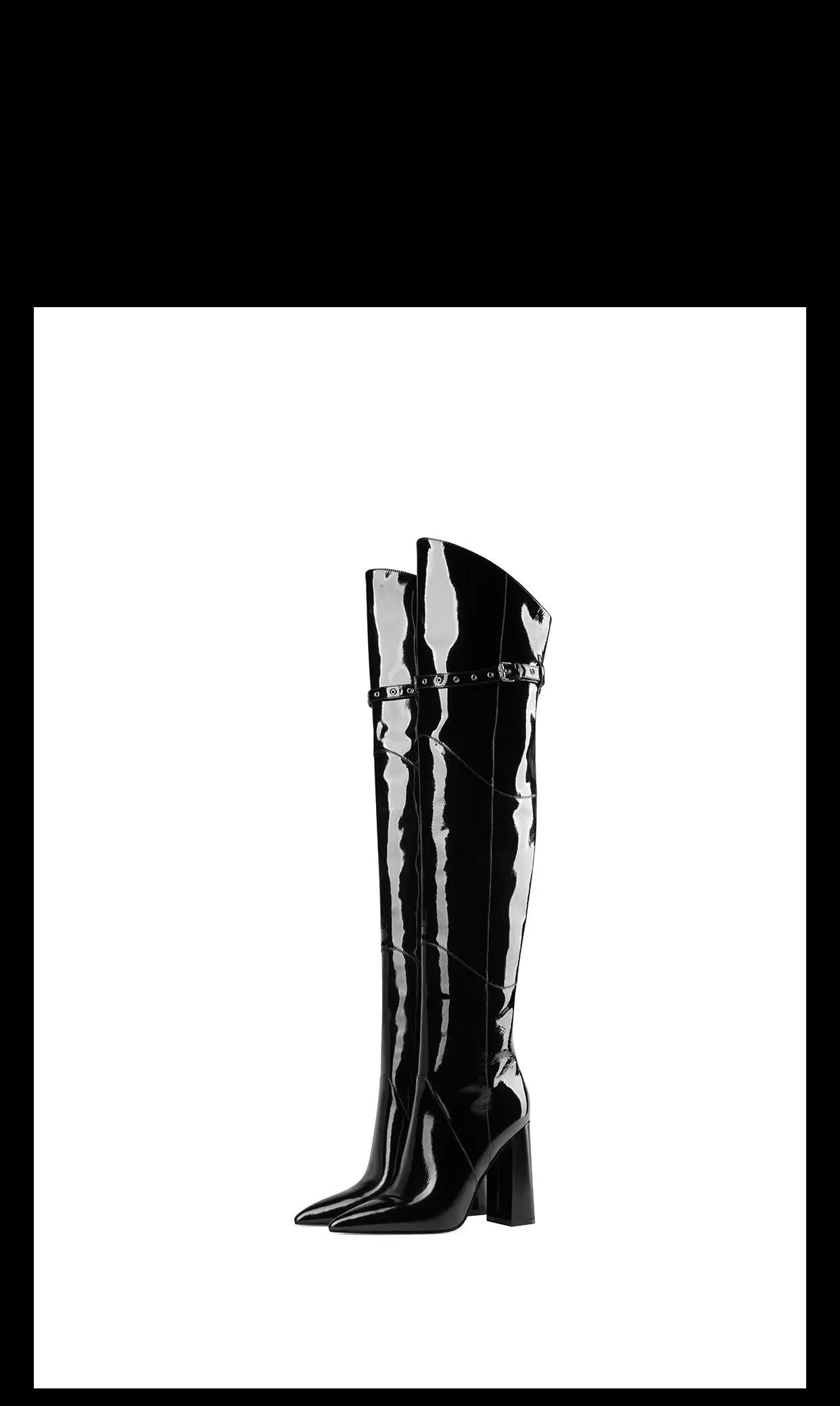 Fabfei patent leather sexy block high heeled over-the-knee boots - Domina