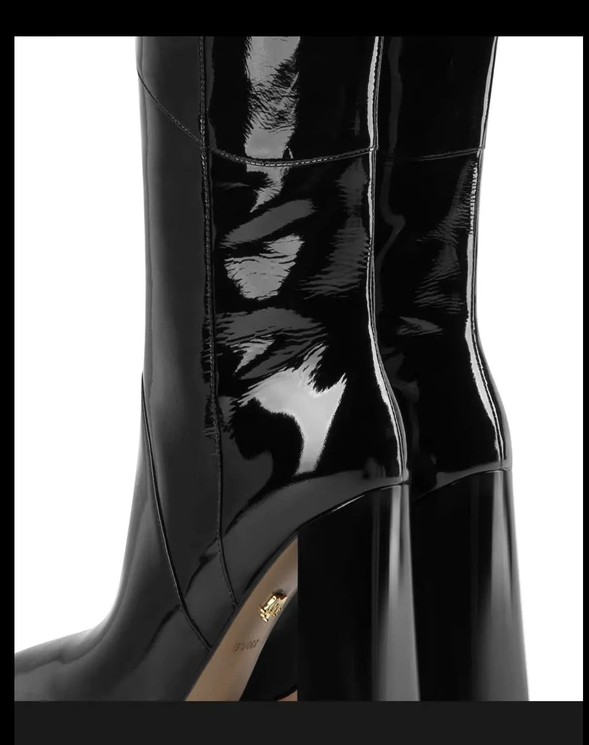 Fabfei patent leather sexy block high heeled over-the-knee boots - Domina