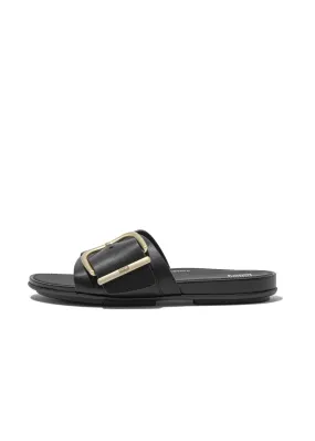 Fitflop Women’s Gracie Maxi-Buckle Leathet Slides Black