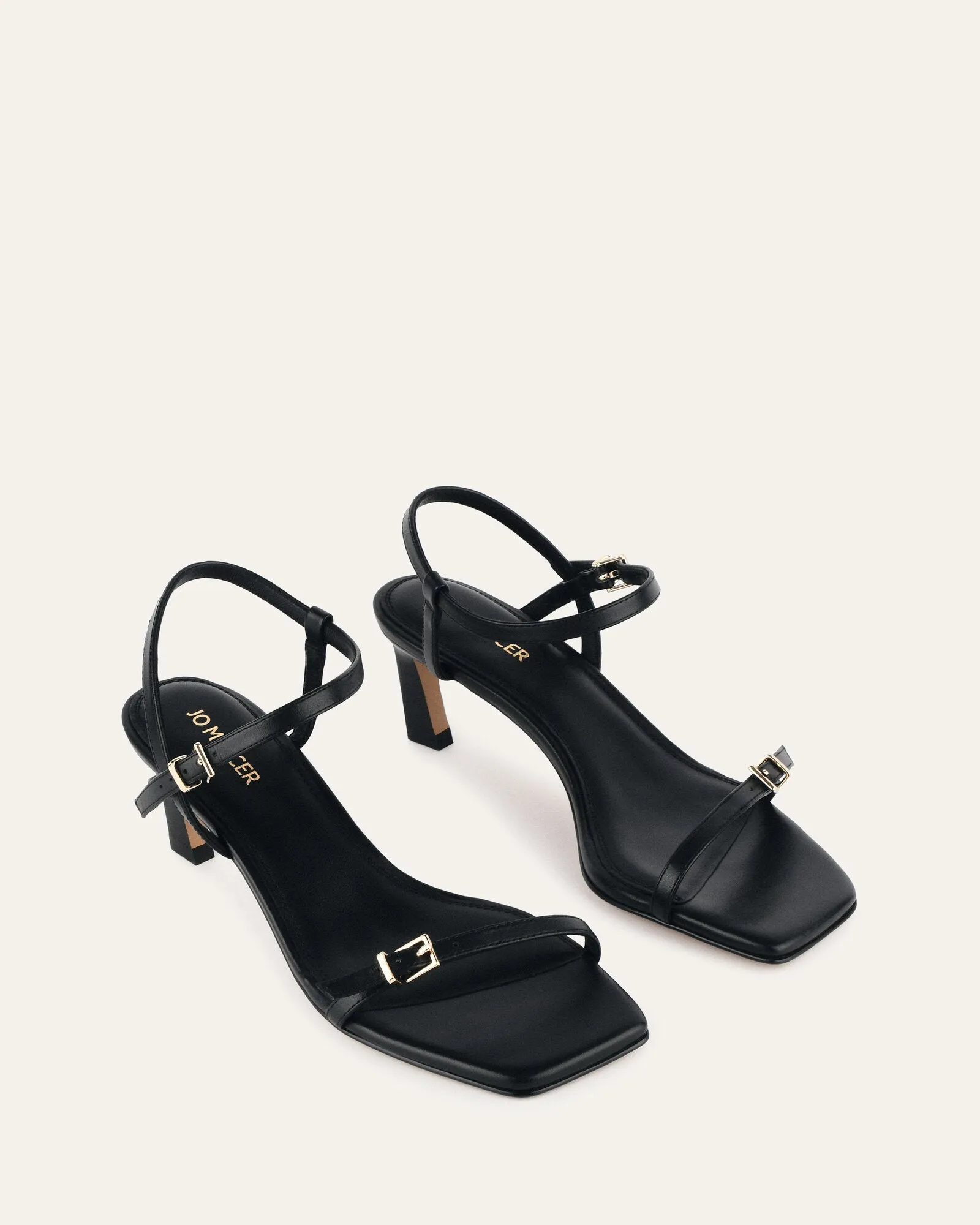 GIANNI MID HEEL SANDALS BLACK LEATHER