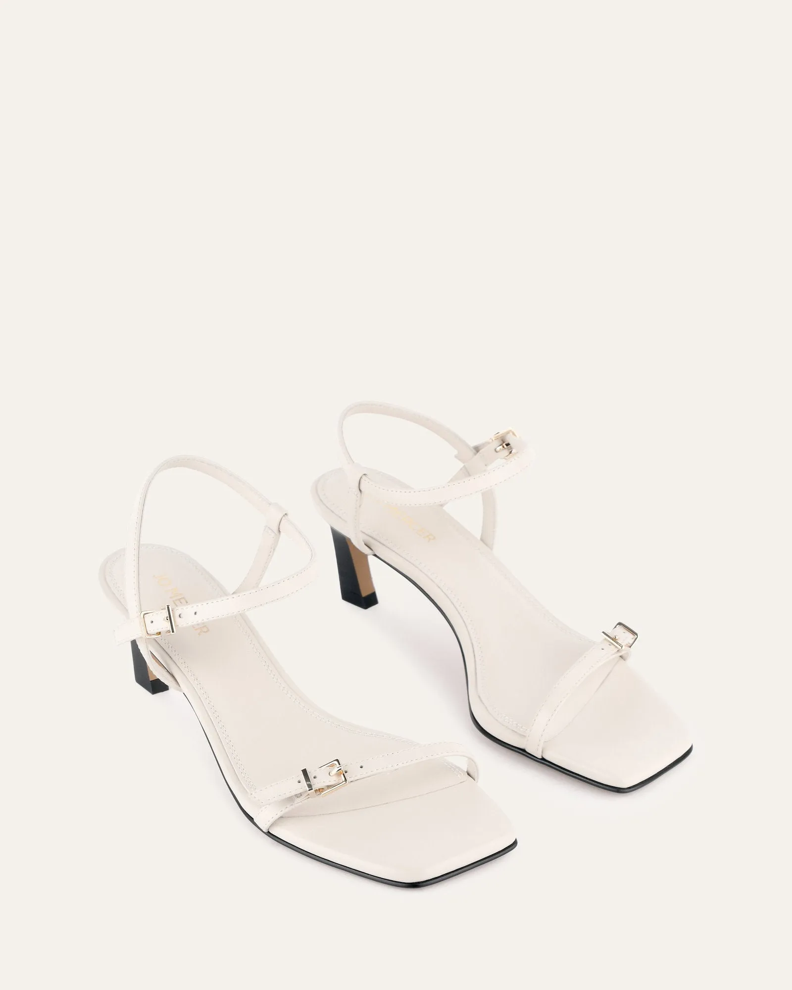 GIANNI MID HEEL SANDALS OFF WHITE LEATHER