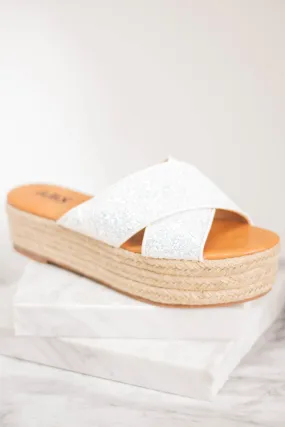 Magical Days White Glitter Platform Sandals