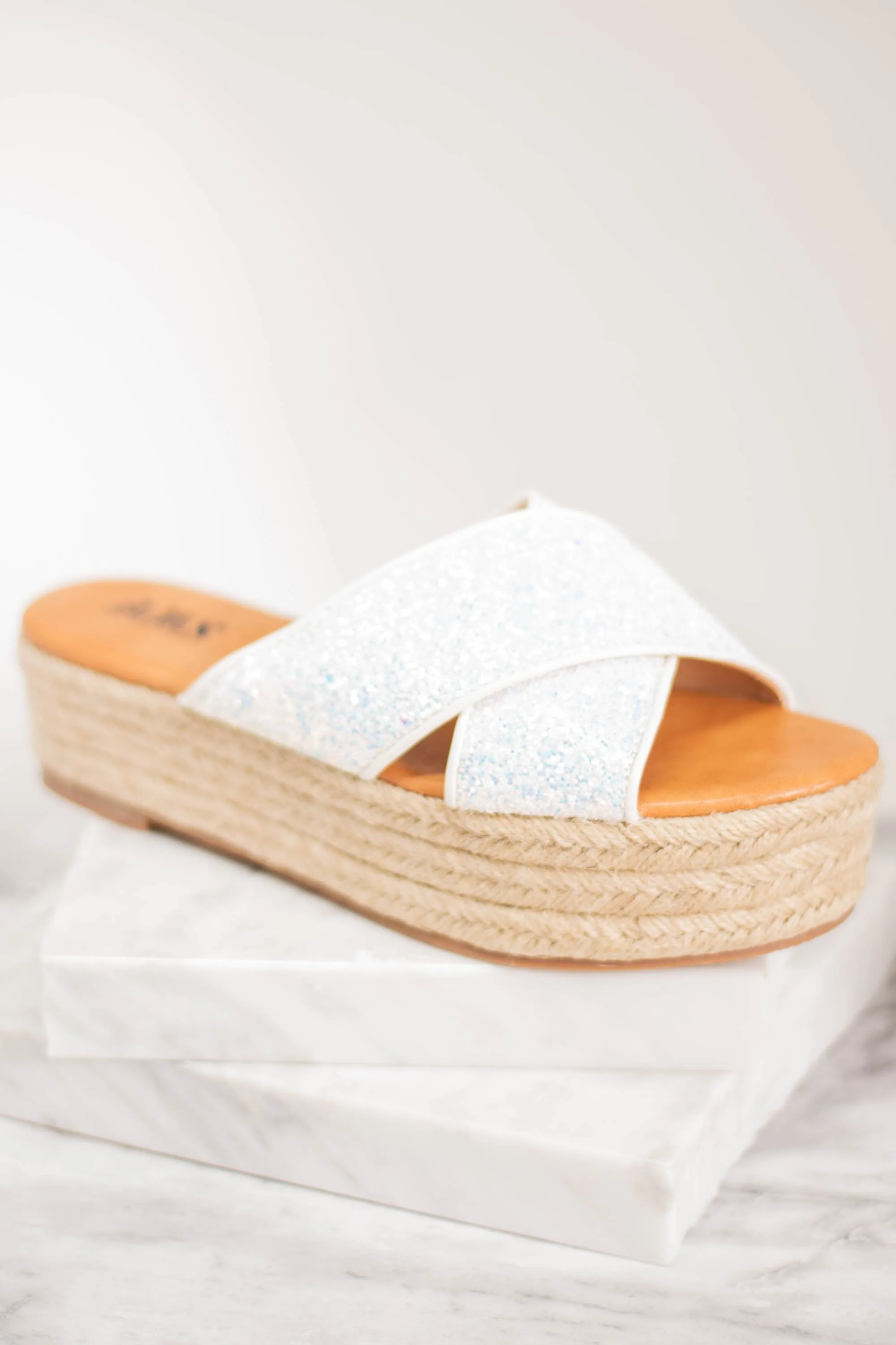 Magical Days White Glitter Platform Sandals