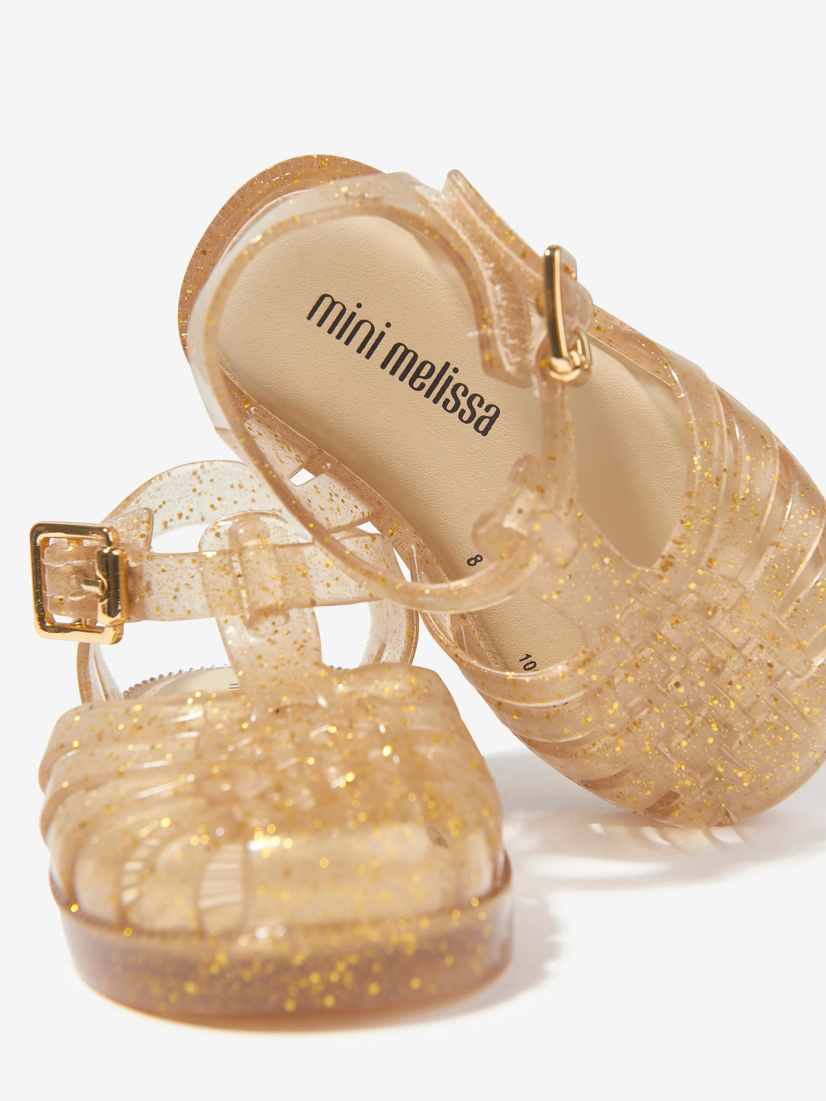 Mini Melissa Girls Mini Possession Shiny Sandals in Gold