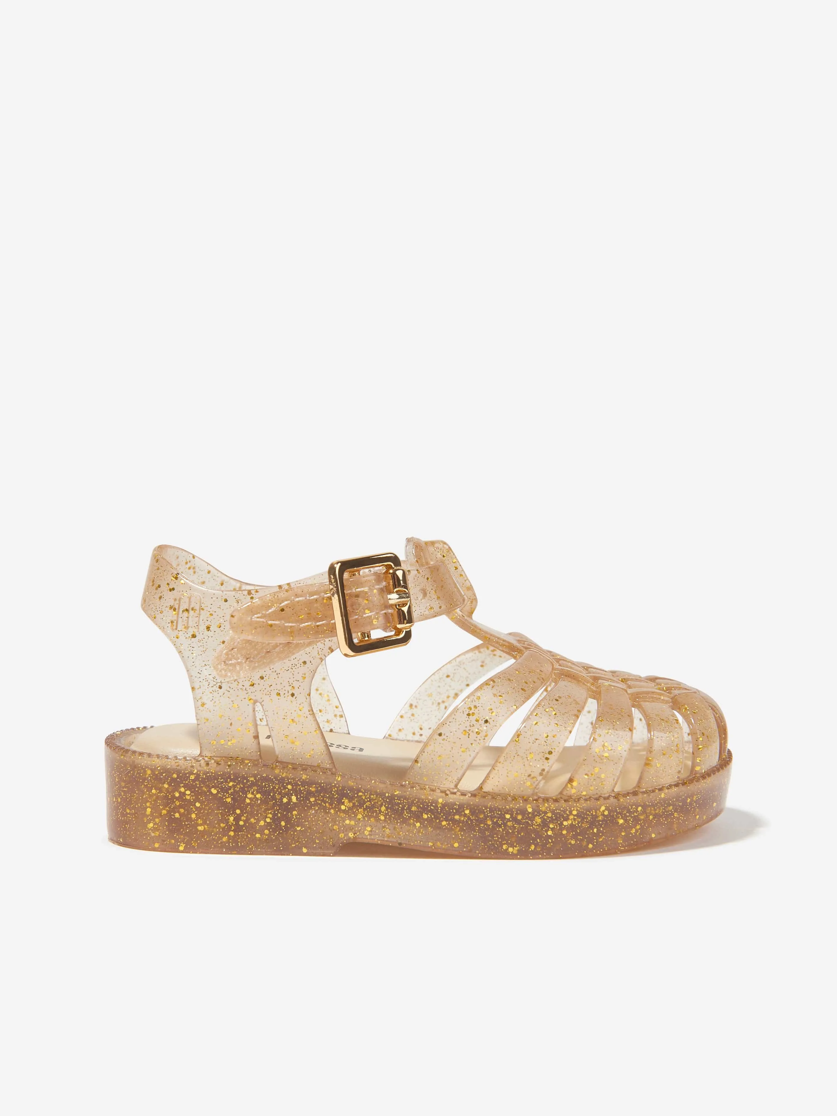 Mini Melissa Girls Mini Possession Shiny Sandals in Gold