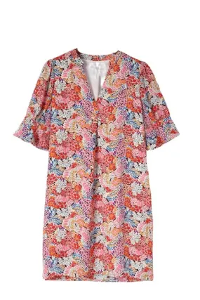 Multicolor Floral Flutter Sleeve Dress