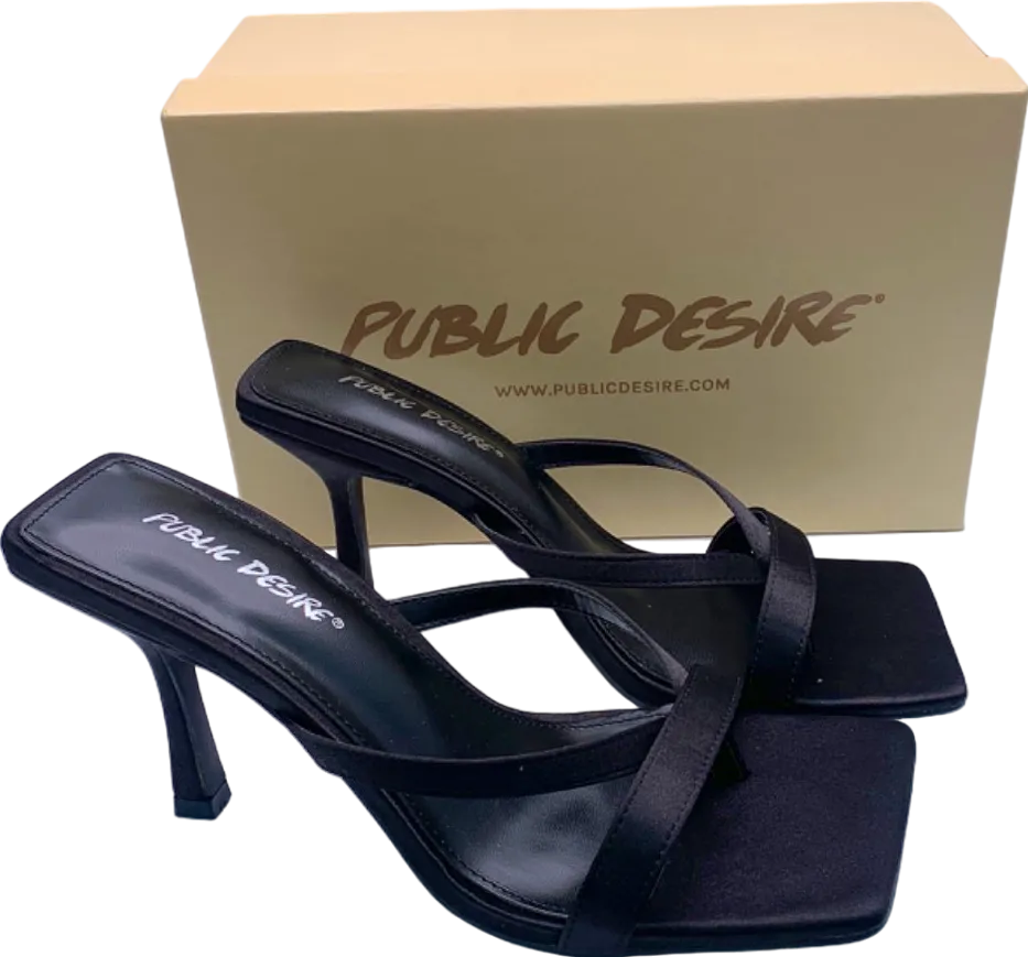 Public Desire Black Arwen Satin Heels UK 6