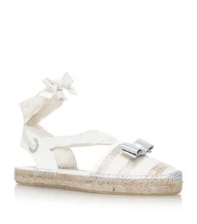 Salvatore Ferragamo Eileen Cream and Silver Espadrilles