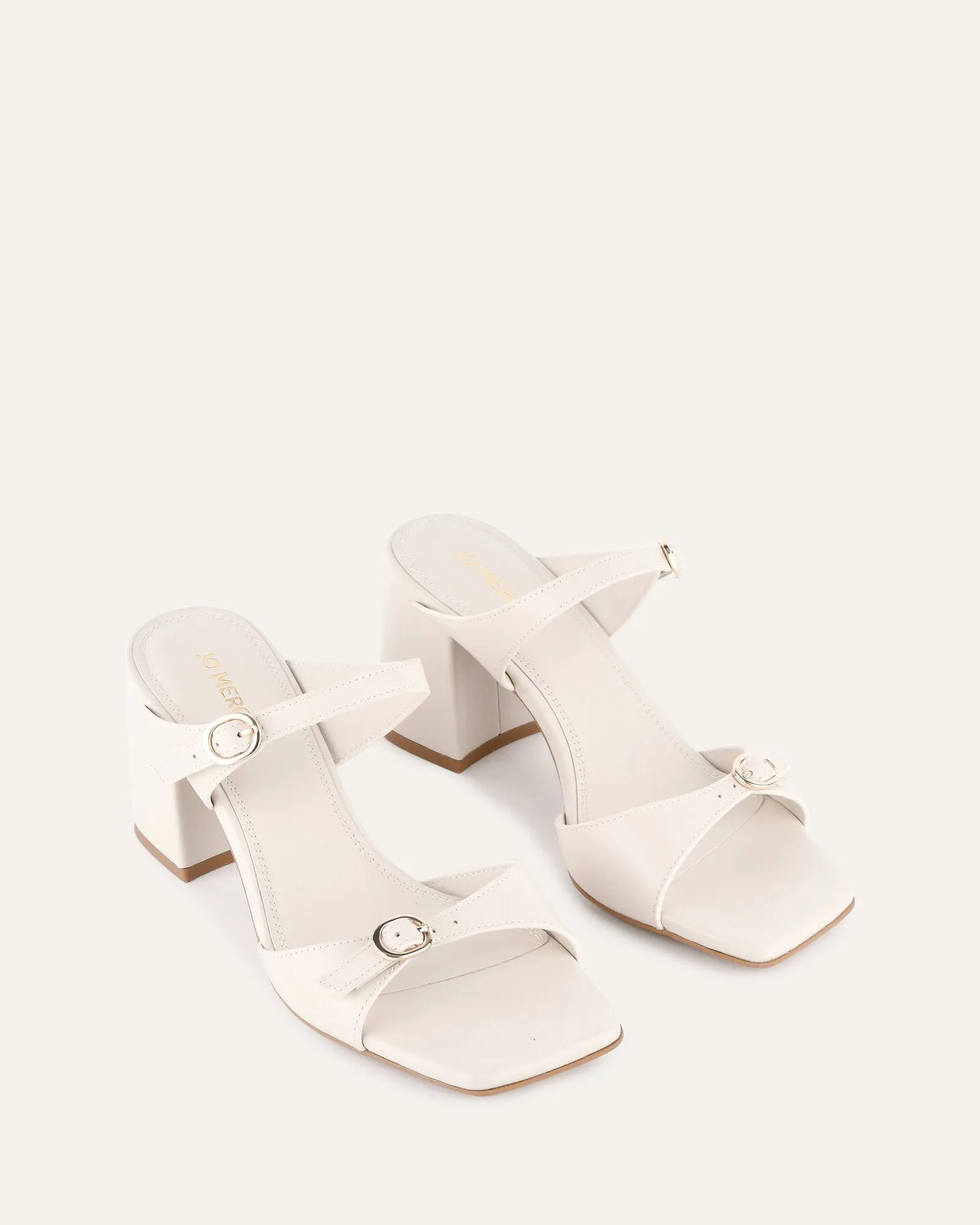 SPENCER MID HEEL SANDALS OFF WHITE LEATHER