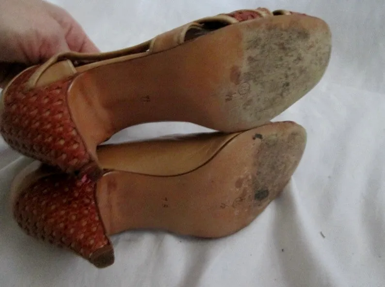 Vintage Womens Maud Frizon Paris Italy Leather SHOE High Heel Pump 35 BROWN