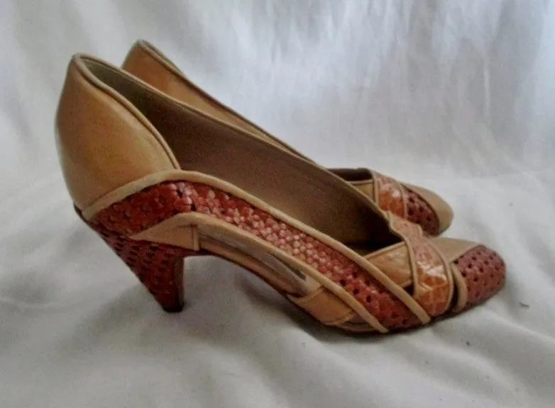 Vintage Womens Maud Frizon Paris Italy Leather SHOE High Heel Pump 35 BROWN