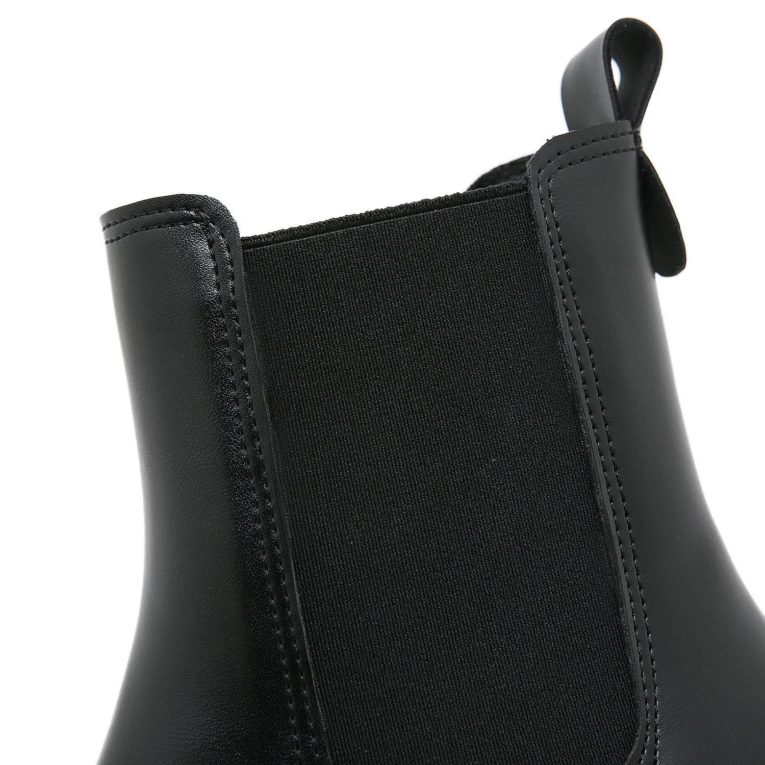 Women chunky platform slip on black chelsea boots