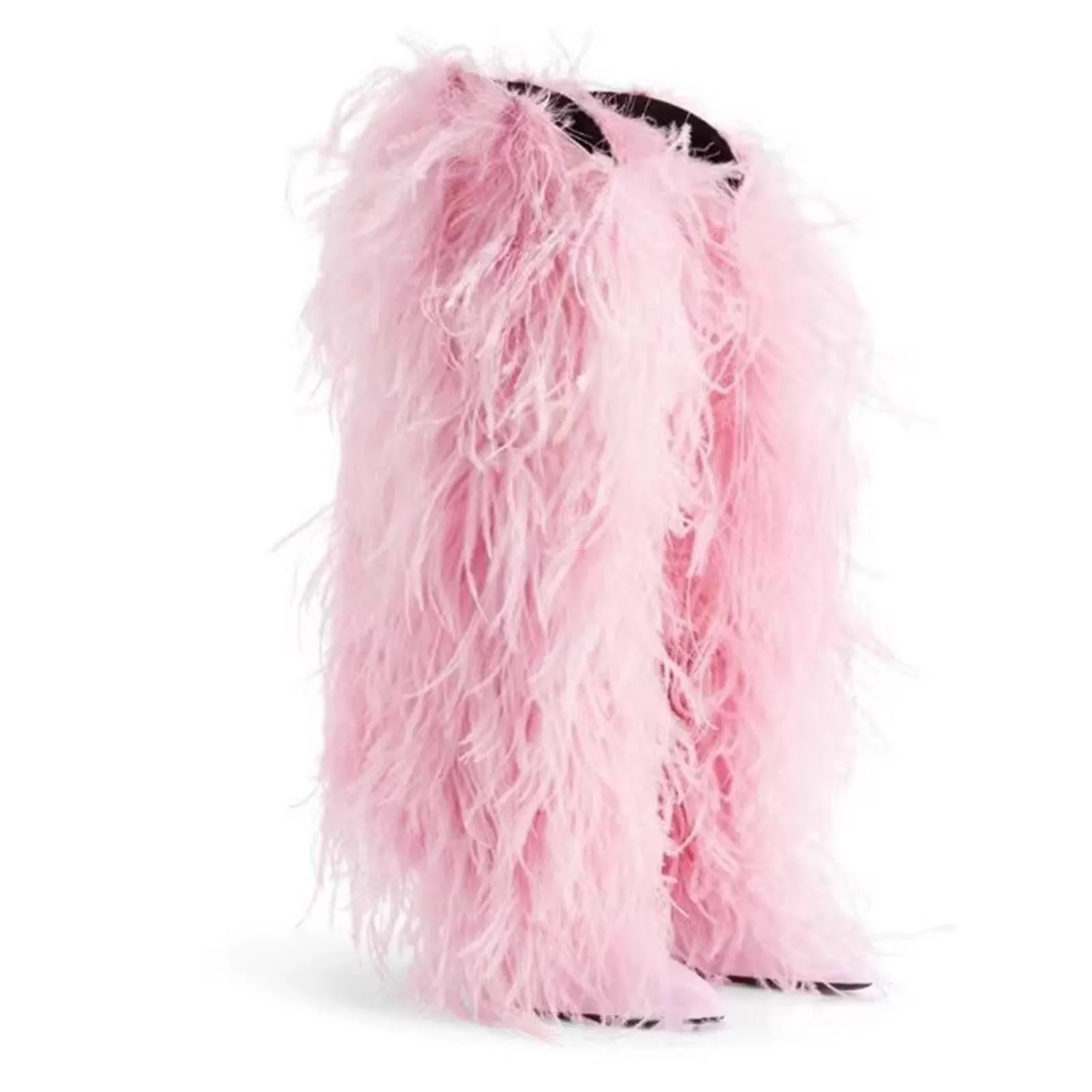 Women's Colorful High Heels Over The Knee Boot With Fluffy Real Mongolian Sheep Fur  Fashion Beautiful Long Boots