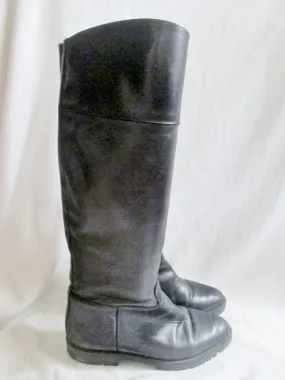 Womens FRENCH FOLLIES Knee High Leather Moto Riding Boot Rocker BLACK 8.5 Shoe