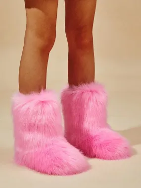 Y2K bratz rockstar retro fuzzy fluffy mid calf boots